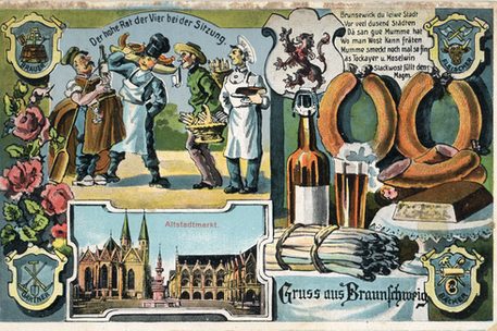 Postkarte mit Braunschweiger Spezialitäten