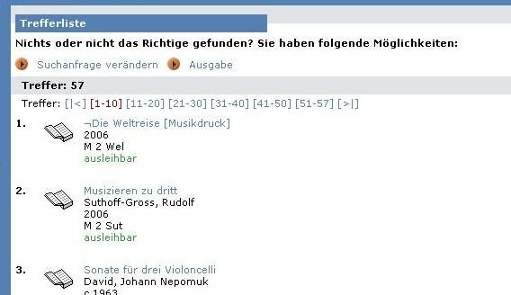 Musikrecherche im Onlinekatalog (Wird bei Klick vergrößert)