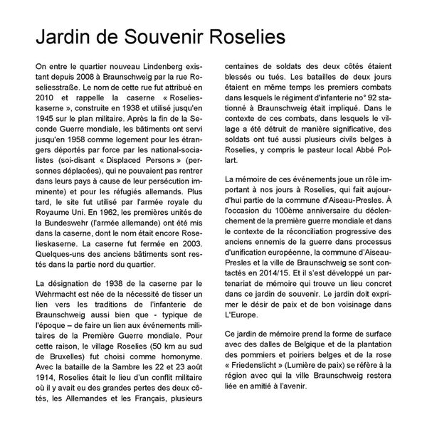 Tafeltext "Jardin du Souvenir"