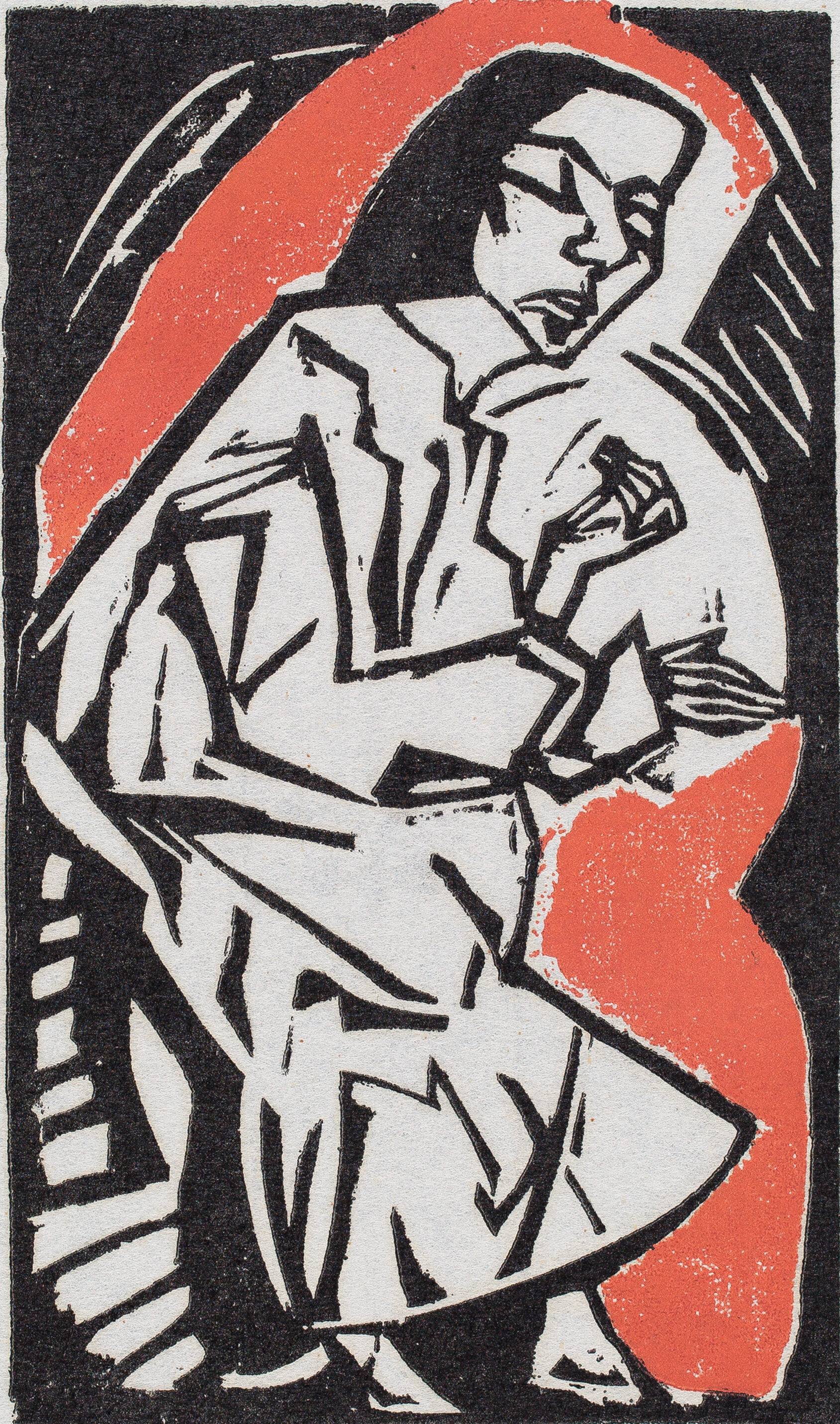 Erich Heckel, Liegende, 1913, Farbholzschnitt, Städtisches Museum Braunschweig (Wird bei Klick vergrößert)