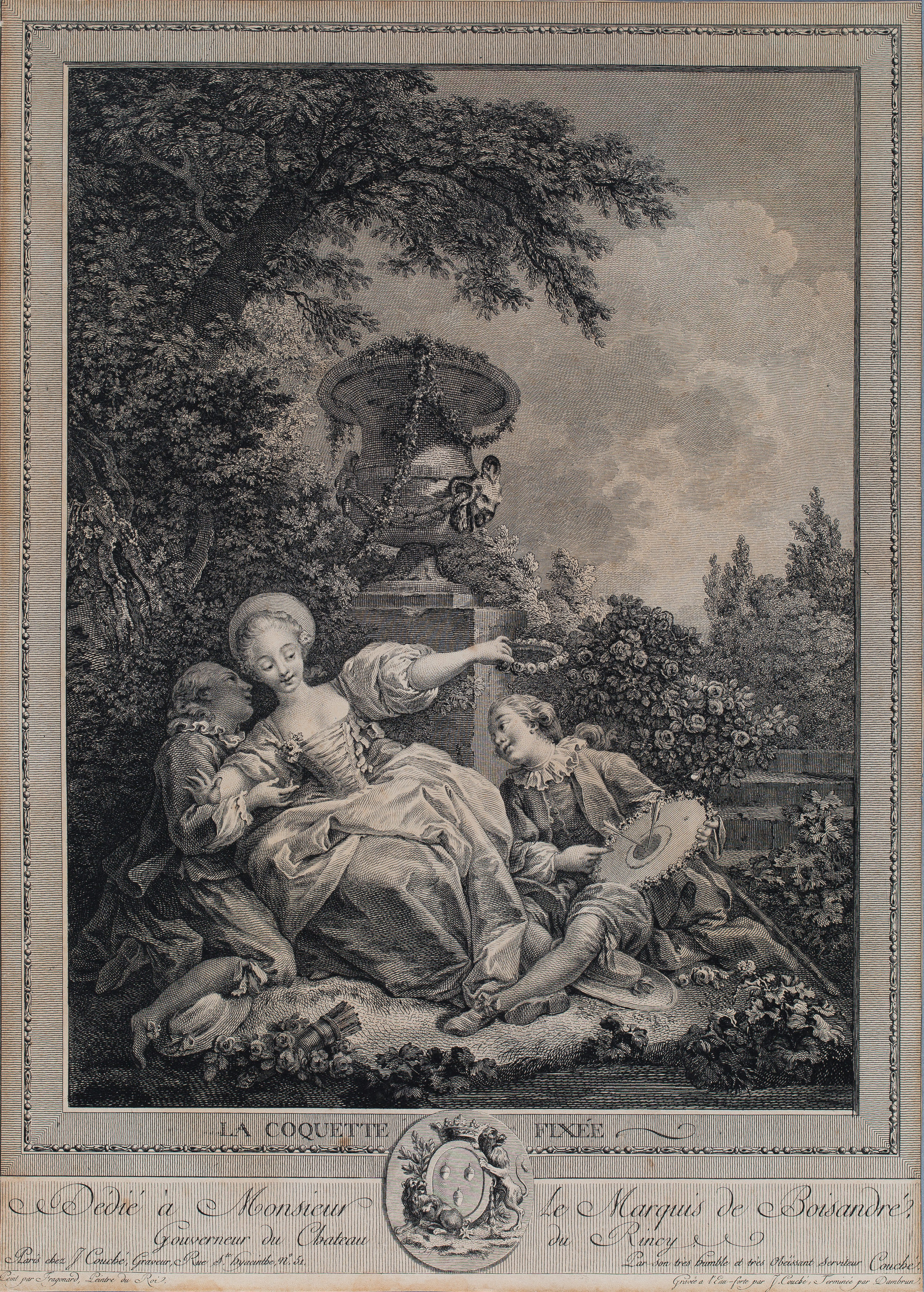 Jacques Couché nach Jean-Honoré Fragonard, La Coquette fixée, 2. Hälfte 18. Jh., Kupferstich und Radierung (Wird bei Klick vergrößert)