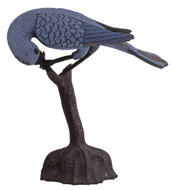 Foto eines Papageis in Perlmosaiktechnik hergestellt (Wird bei Klick vergrößert)