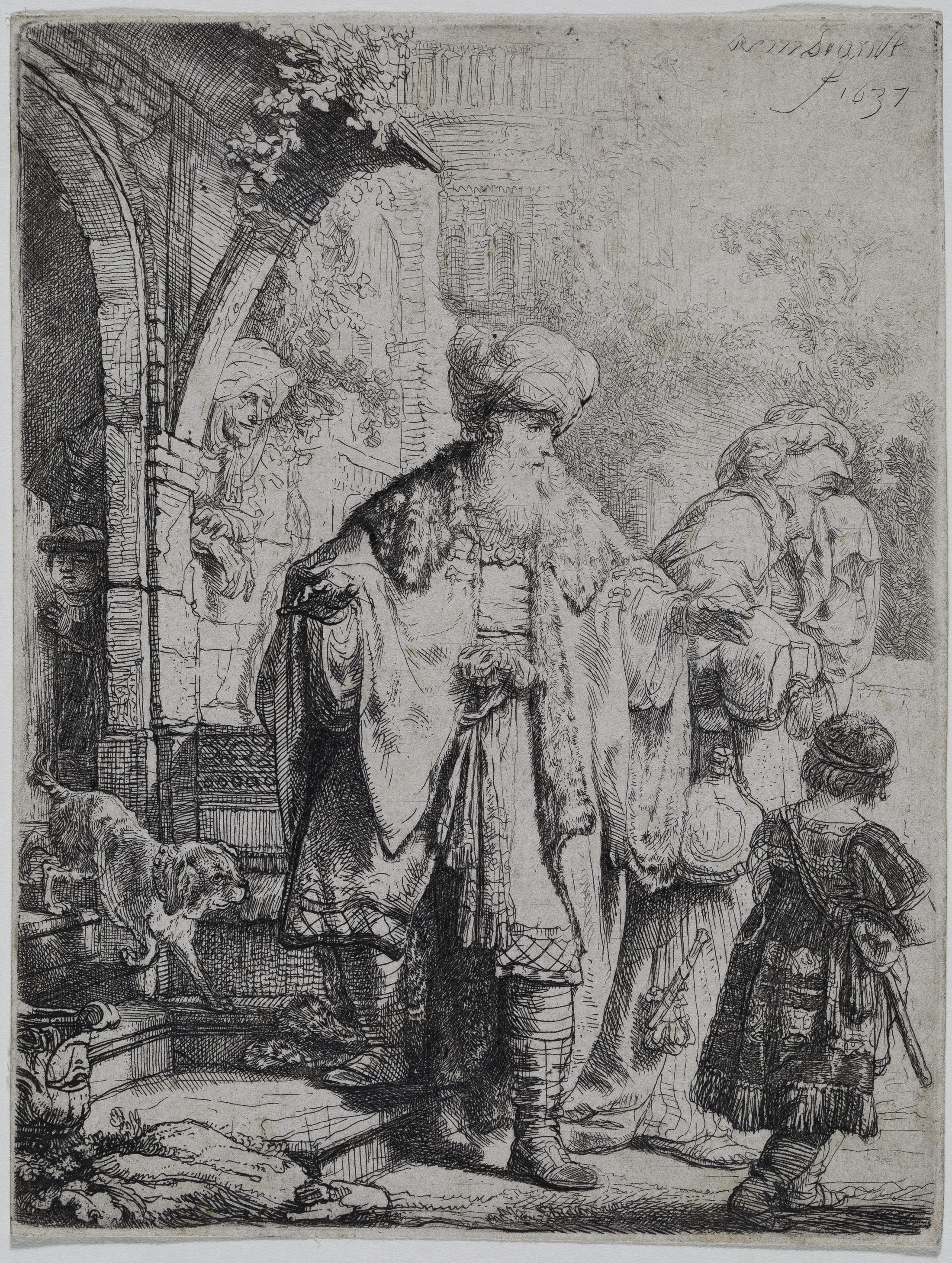 Zeichnung des Künstlers Rembrandt mit einem biblischen Gleichnis (Wird bei Klick vergrößert)