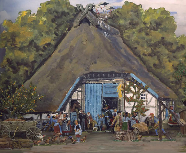 Diorama "Erntezeit-Großvaters Geburtstag im Sommer um 1850