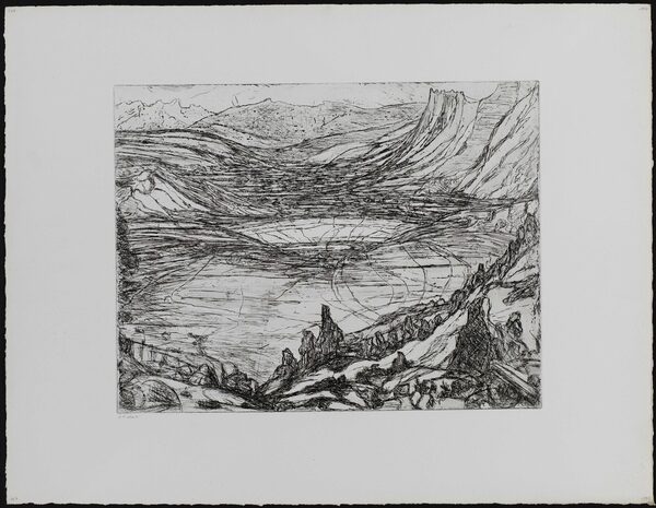 Druckgrafik einer Landschaft (Wird bei Klick vergrößert)
