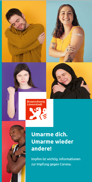 Informationen zum Impfen: Umarme Dich. Umarme wieder andere.