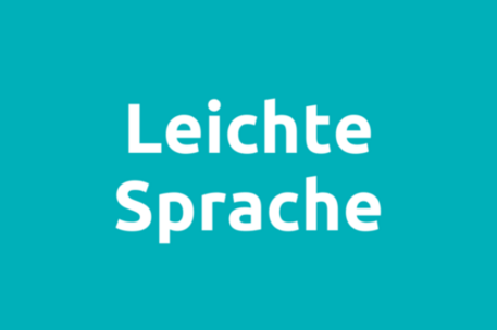 Schriftzug "Leichte Sprache" auf türkisem Grund