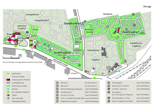 Lageplan des Stadt- und Urnenfriedhofs