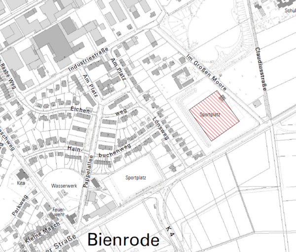 Karte mit Markierung der Hundewiese Bienrode (Wird bei Klick vergrößert)