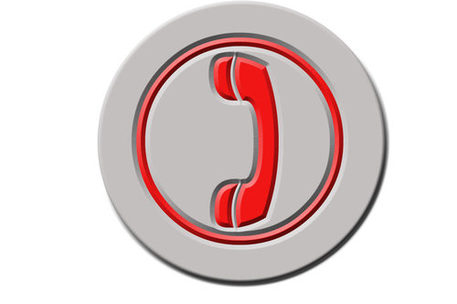 Button mit rotem Telefonhörer