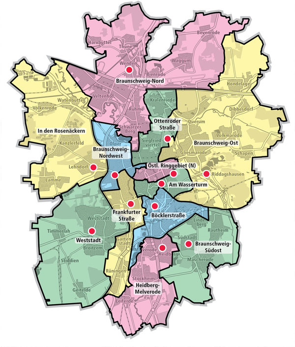 Stadtplan: Nachbarschaftshilfen in Braunschweig (Wird bei Klick vergrößert)