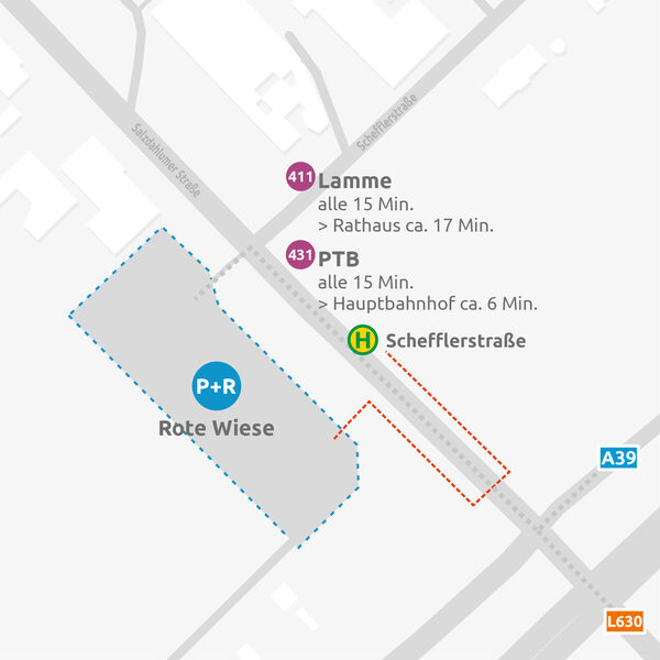 Lageplan P+R Platz Rote Wiese (Wird bei Klick vergrößert)