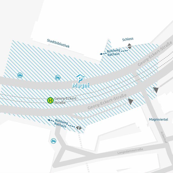Lageplan Parkhaus Magni (Wird bei Klick vergrößert)