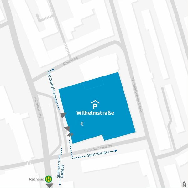 Lageplan Parkhaus Wilhelmstraße (Wird bei Klick vergrößert)