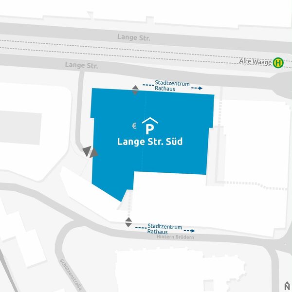 Lageplan Parkhaus Lange Straße Süd (Wird bei Klick vergrößert)