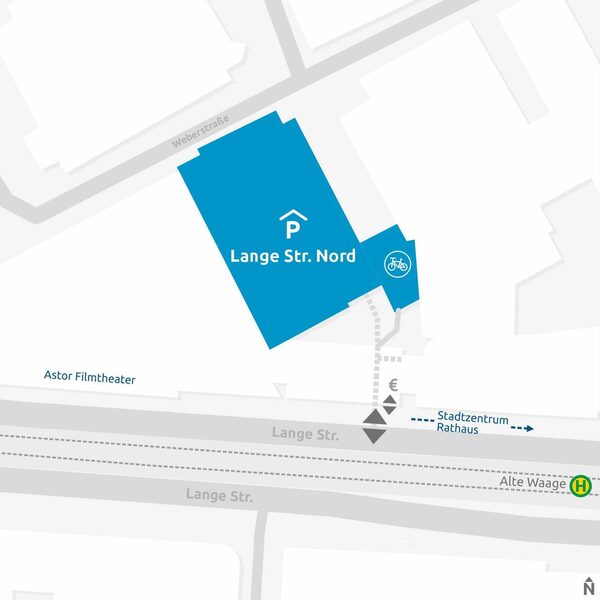 Lageplan Parkhaus Lange Straße Nord (Wird bei Klick vergrößert)
