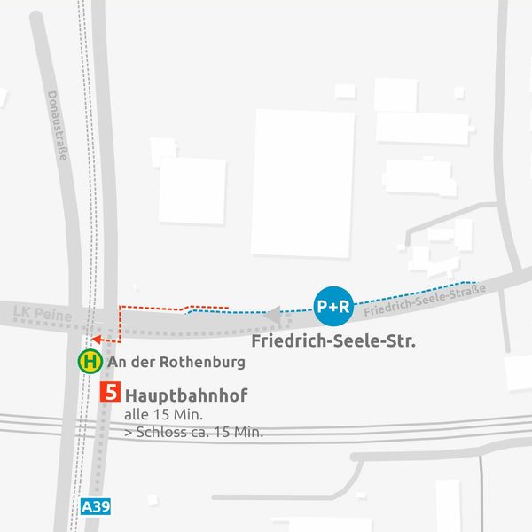 Lageplan P+R Platz Friedrich-Seele-Straße (Wird bei Klick vergrößert)