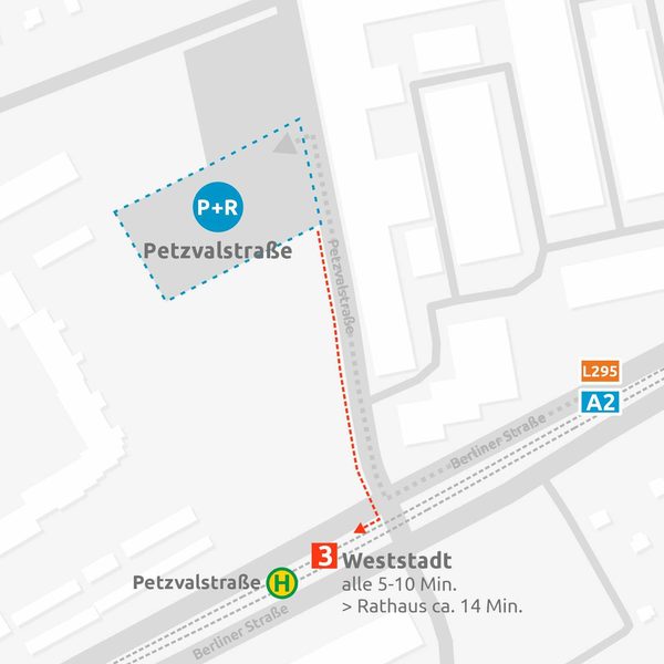 Lageplan P+R Platz Petzvalstraße (Wird bei Klick vergrößert)