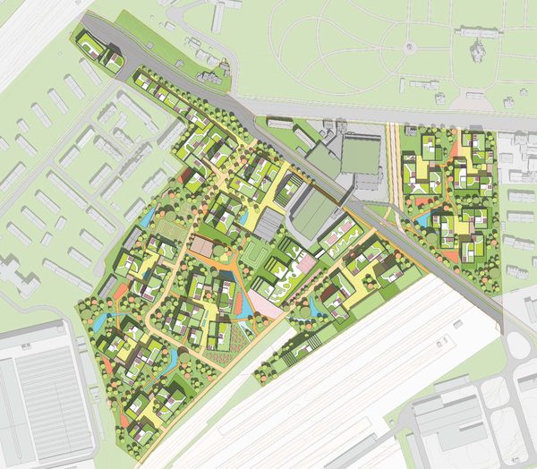 Lageplan urbanes Quartier am Hauptgüterbahnhof weitere Arbeit - Beitrag 1003 (Wird bei Klick vergrößert)