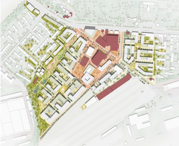 Lageplan urbanes Quartier am Hauptgüterbahnhof weitere Arbeit - Beitrag 1009 (Wird bei Klick vergrößert)