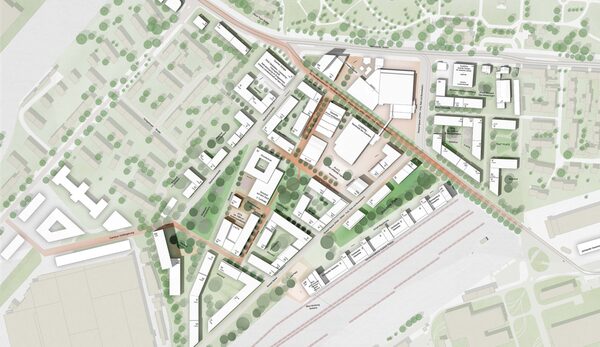 Lageplan urbanes Quartier am Hauptgüterbahnhof weitere Arbeit - Beitrag 1016 (Wird bei Klick vergrößert)