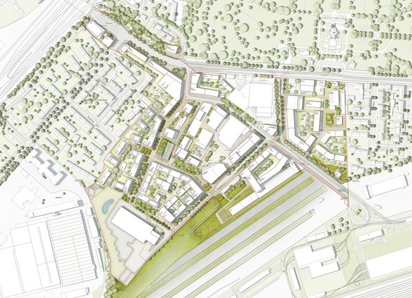 Lageplan urbanes Quartier am Hauptgüterbahnhof weitere Arbeit - Beitrag 1017 (Wird bei Klick vergrößert)