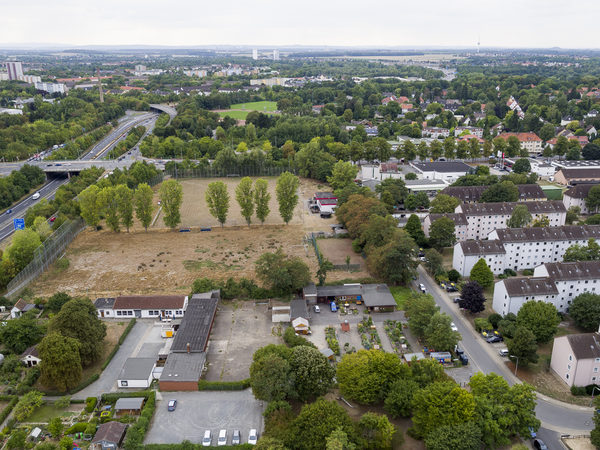Foto aus Drohnenüberflug der ehemaligen Sportplätze an der Salzdahlumer Straße (Wird bei Klick vergrößert)