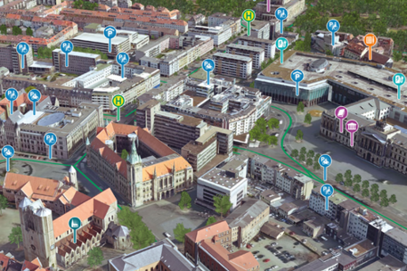 Ansicht des 3D-Stadtmodells