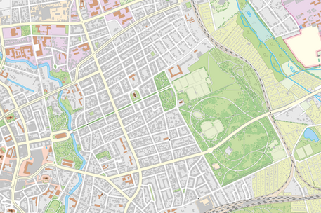 Ausschnitt aus dem Stadtplan - farbige Detailausgabe RBE3-plus