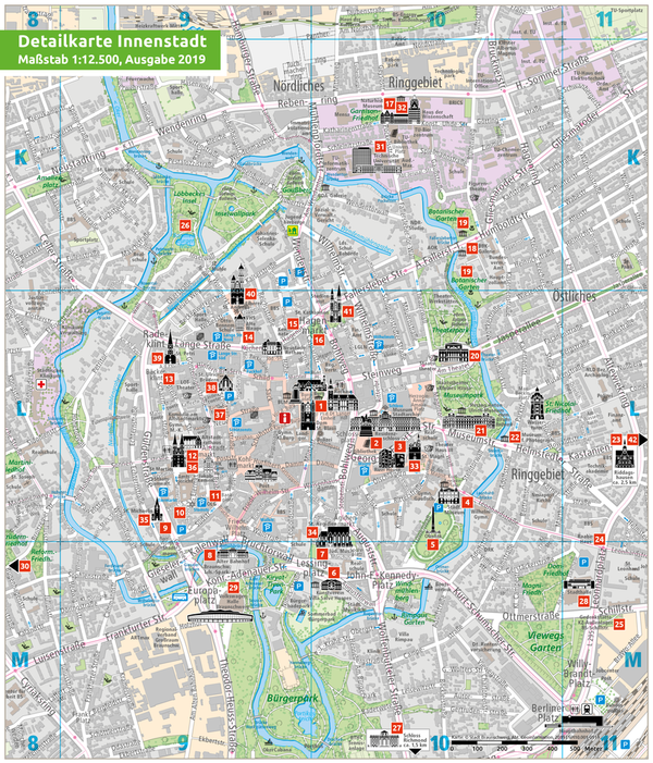 Innenstadtkarte mit Sehenswürdigkeiten und Veranstaltungsorten