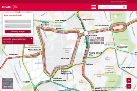 Fahrplanauskunft und Liniennetzplan der Braunschweiger Verkehrs-GmbH (BSVG)