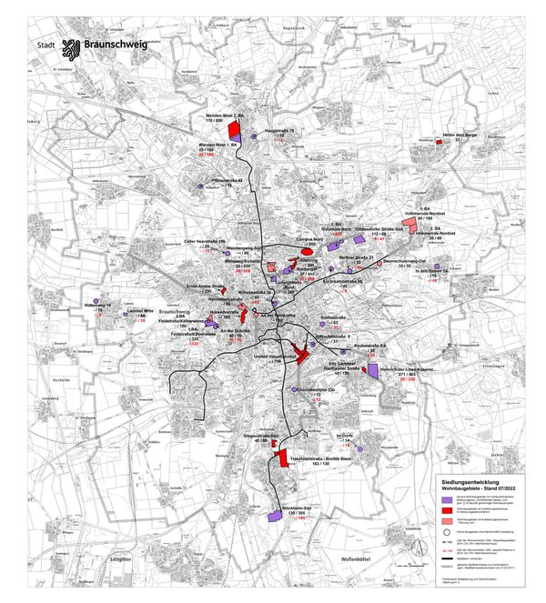 Siedlungsentwicklungskarte 2022 (Wird bei Klick vergrößert)