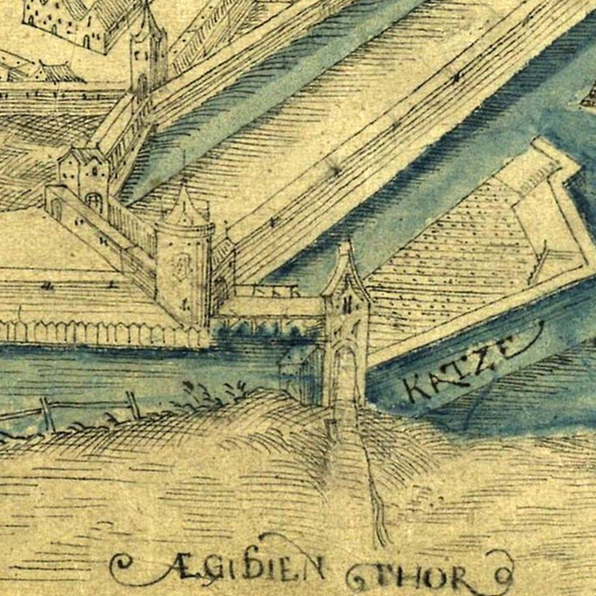Augusttorbrücke, Stadtplan, 1606 (Wird bei Klick vergrößert)
