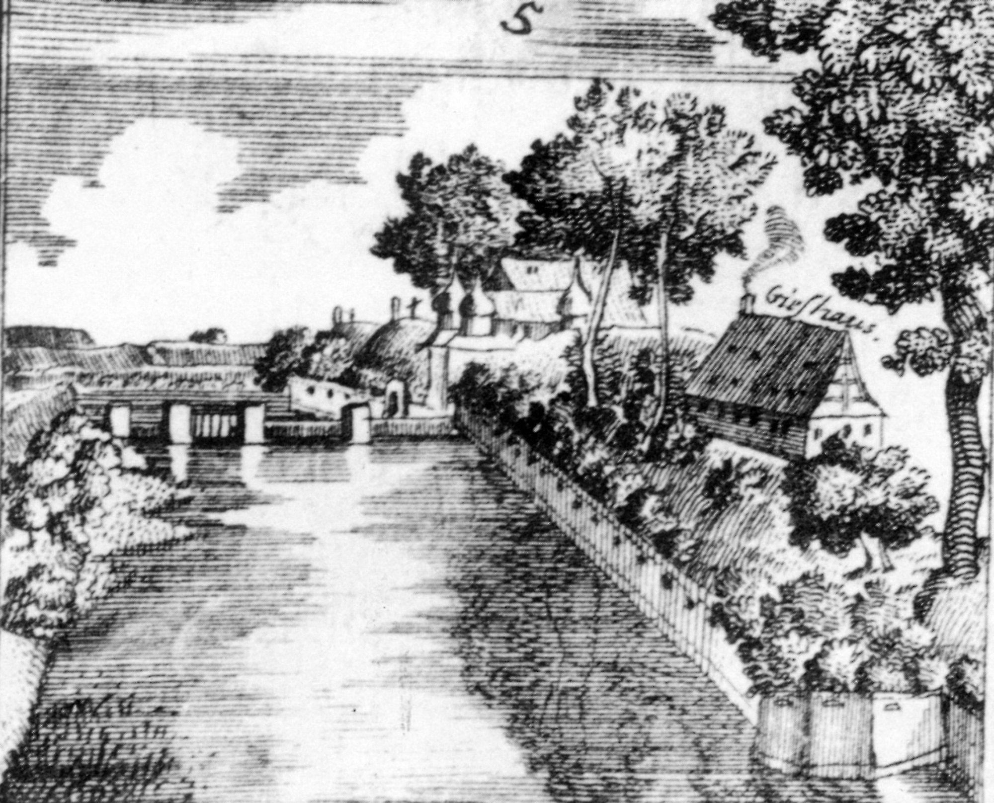 Brücke Neustadtmühle, Südwestansicht Neustadttor, 1716 (Wird bei Klick vergrößert)