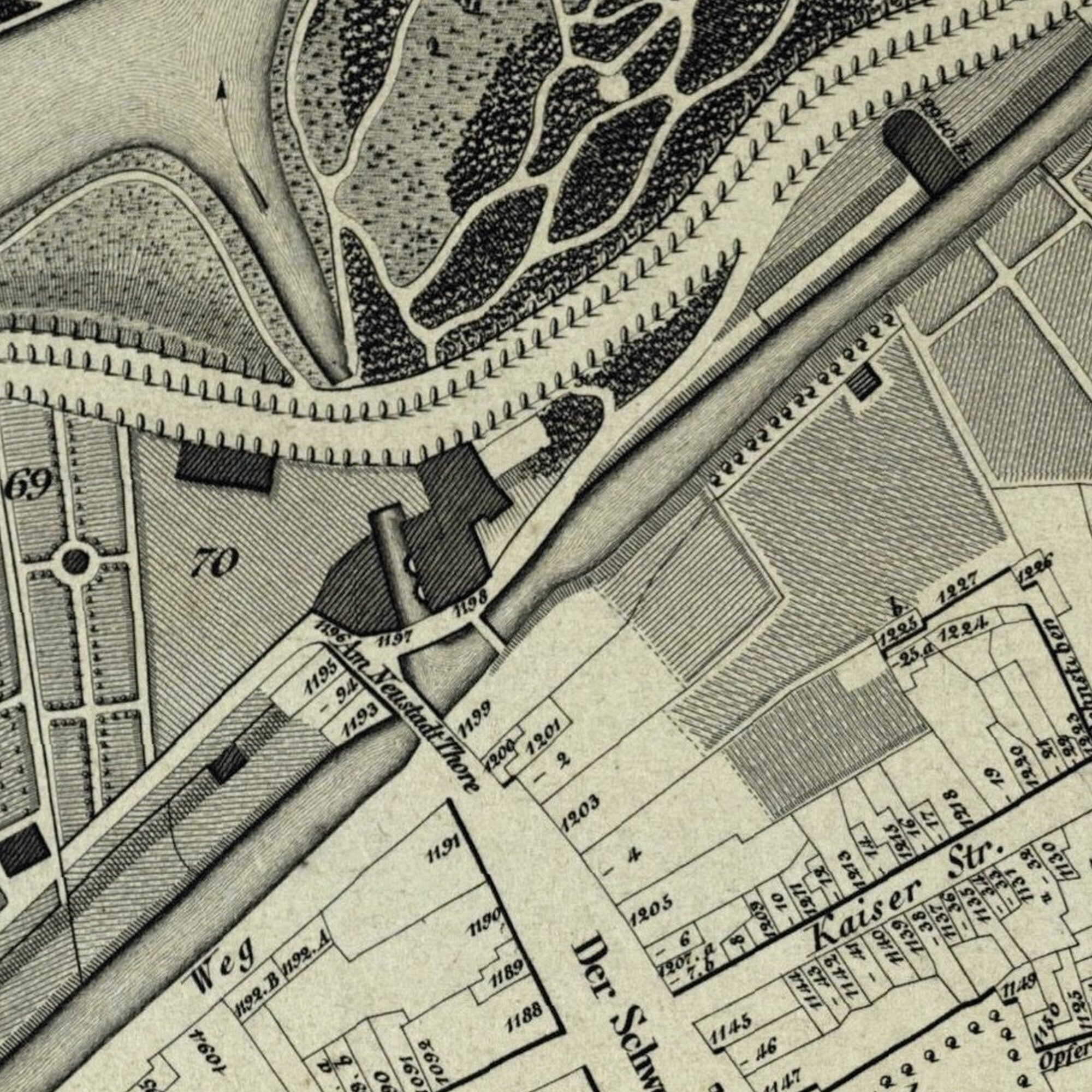 Brücke Neustadtmühle, Stadtplan, 1826 (Wird bei Klick vergrößert)