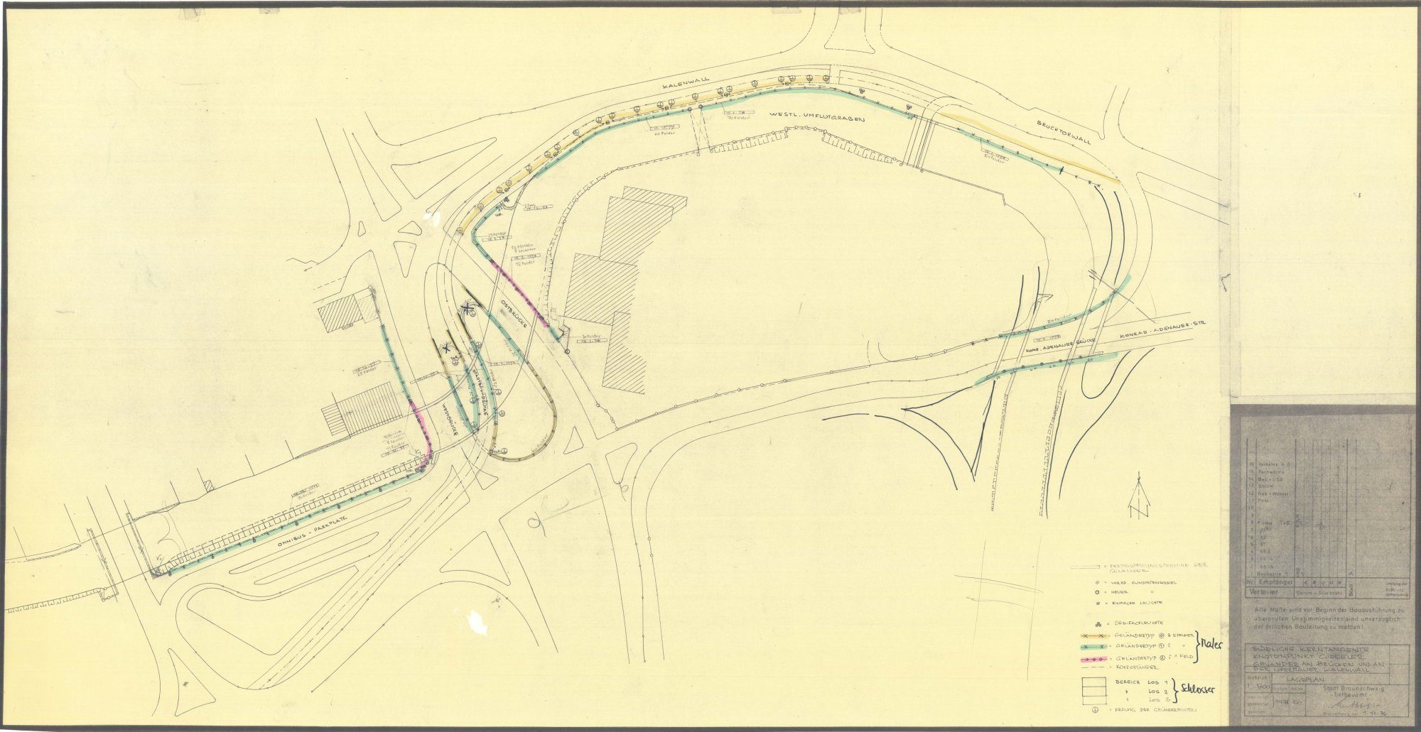 Gieselerbrücke, Ausführungsplanung, Lageplan 1976 (Wird bei Klick vergrößert)