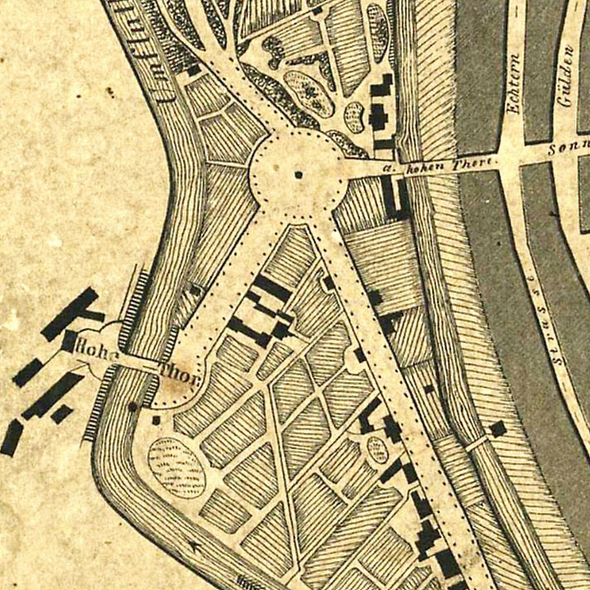 Hohetorbrücke, Stadtplan, 1841 (Wird bei Klick vergrößert)