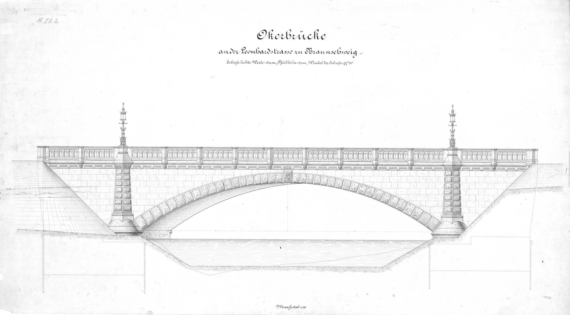 Leonhardbrücke, Ausführungsplan, Ansicht, 1885 (Wird bei Klick vergrößert)