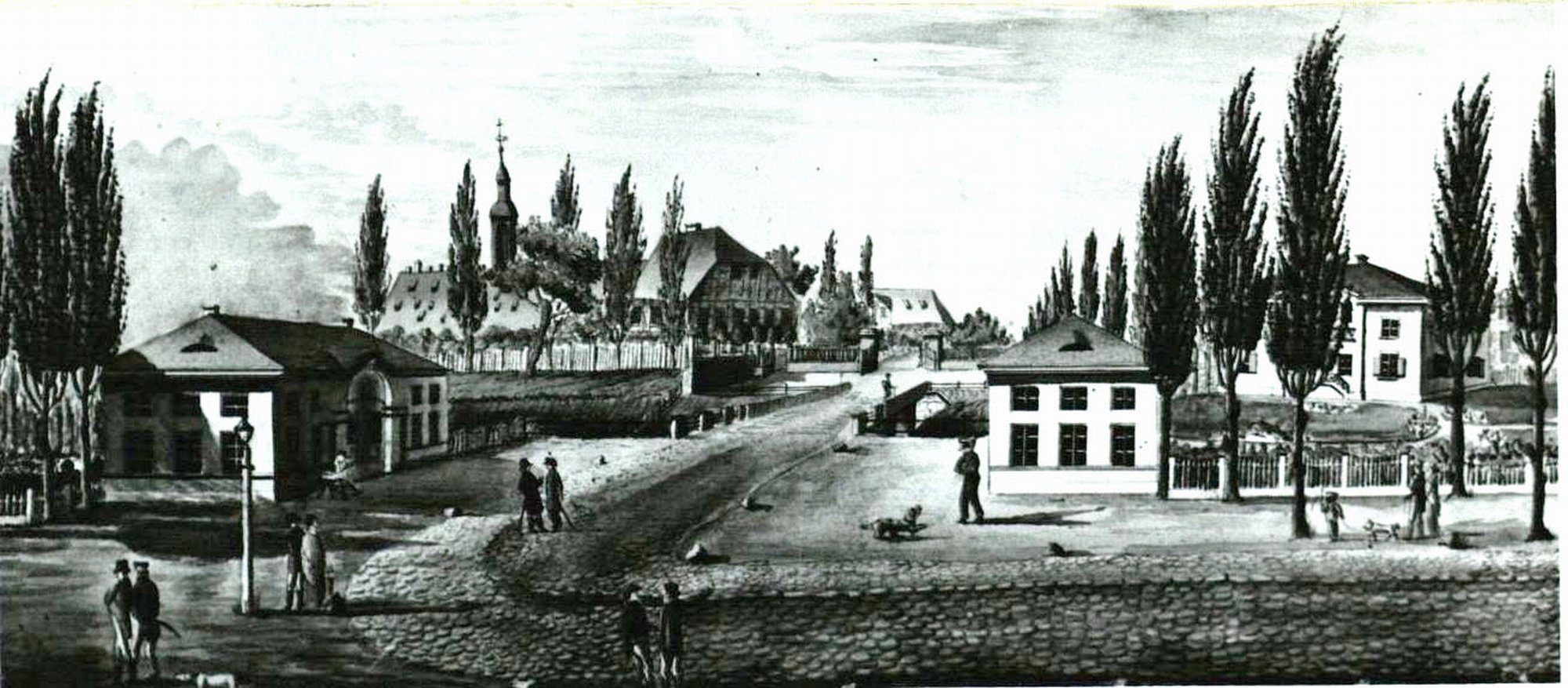 Petritorbrücke, Ostansicht Petritor, um 1820 (Wird bei Klick vergrößert)