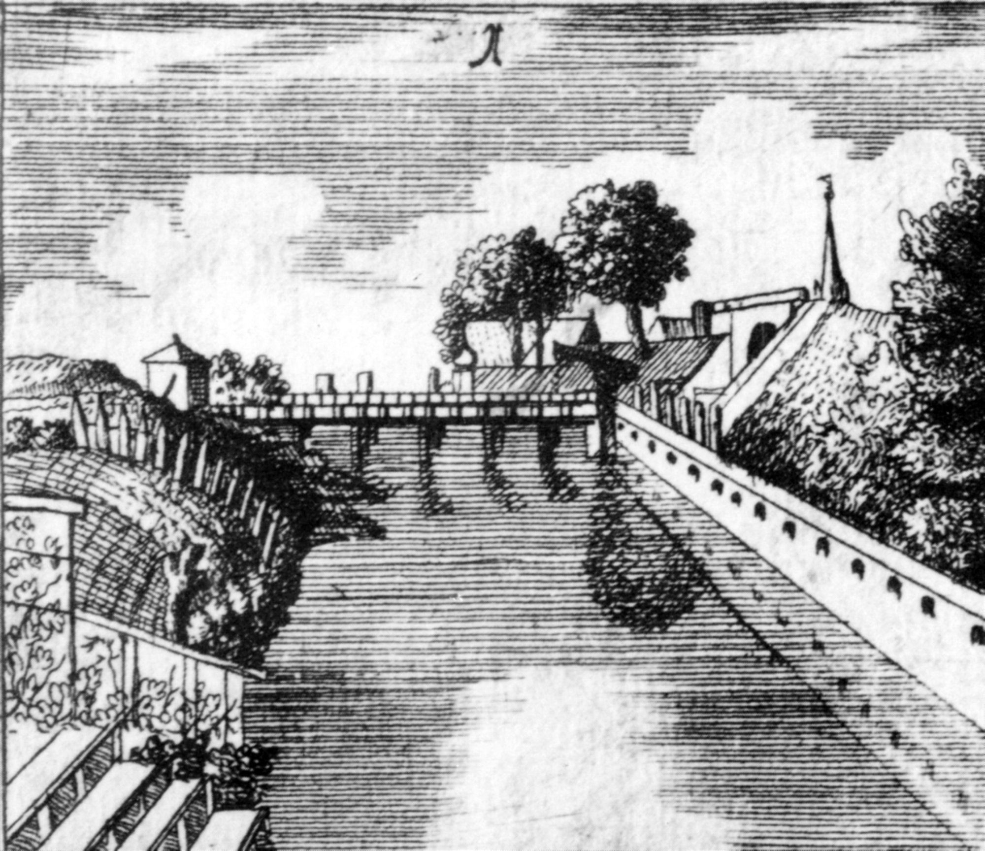 Petritorbrücke, Südansicht Petritor, 1716 (Wird bei Klick vergrößert)
