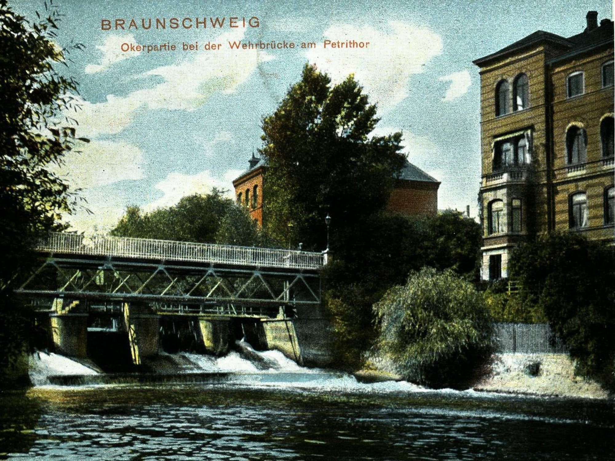 Petriwehrbrücke, Ostansicht, um 1900 (Wird bei Klick vergrößert)