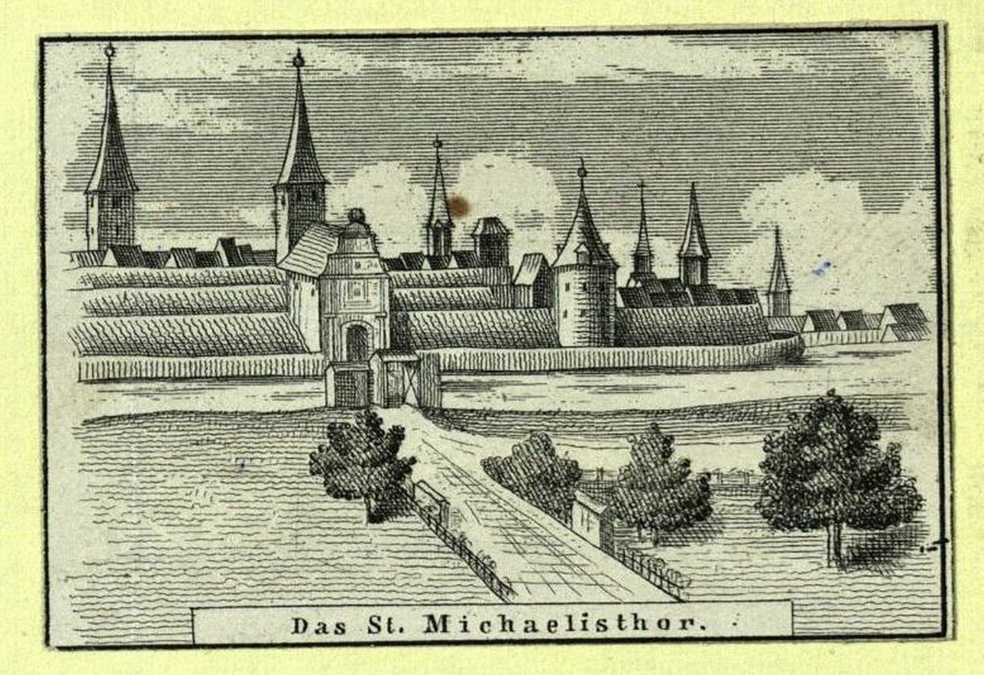 Prinzenwegbrücke, Westansicht Michaelistor, um 1550 (Wird bei Klick vergrößert)