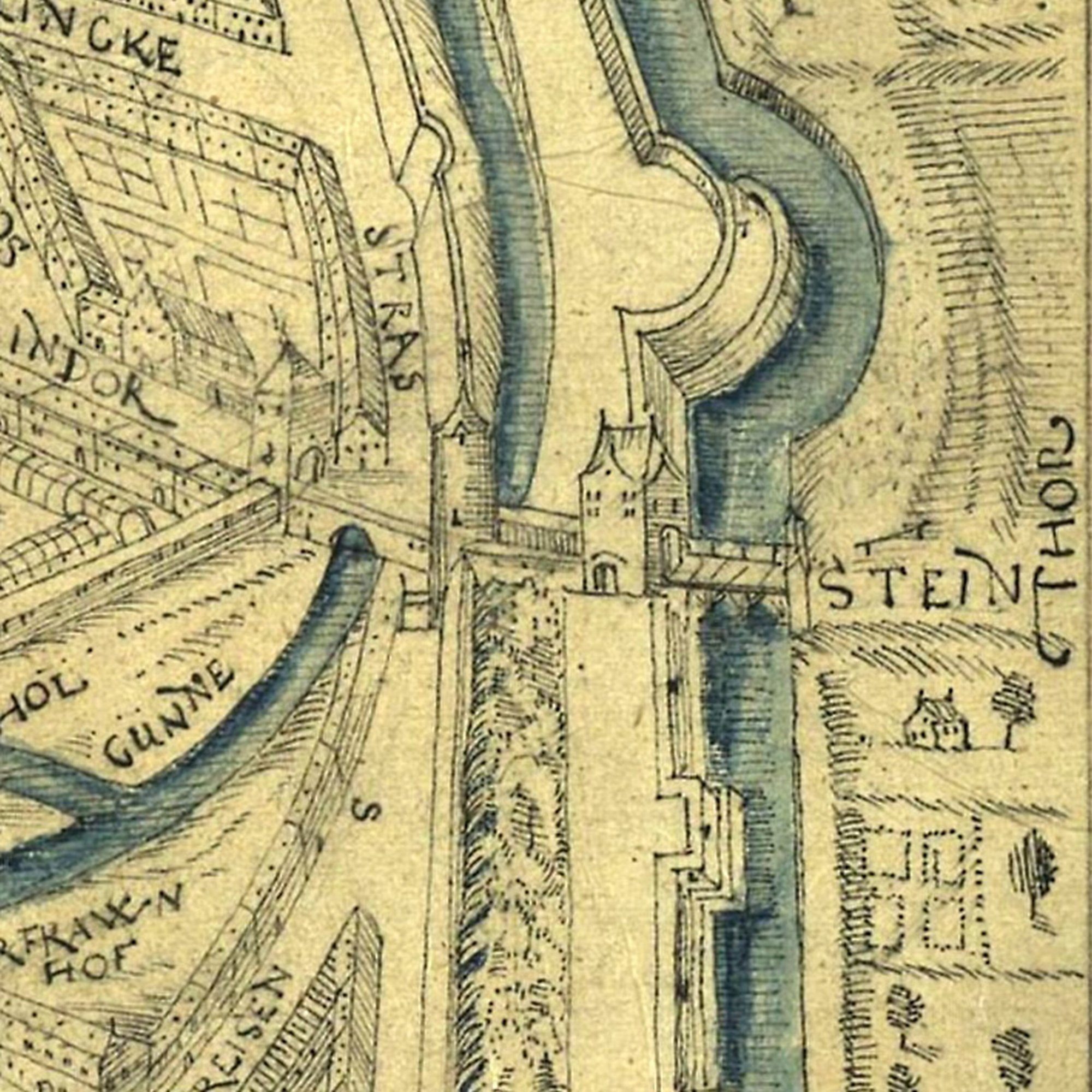 Steintorbrücke, Stadtplan, 1606 (Wird bei Klick vergrößert)
