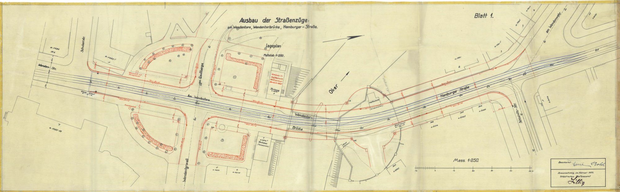 Wendentorbrücke, Lageplan, Ausschnitt, 1933 (Wird bei Klick vergrößert)