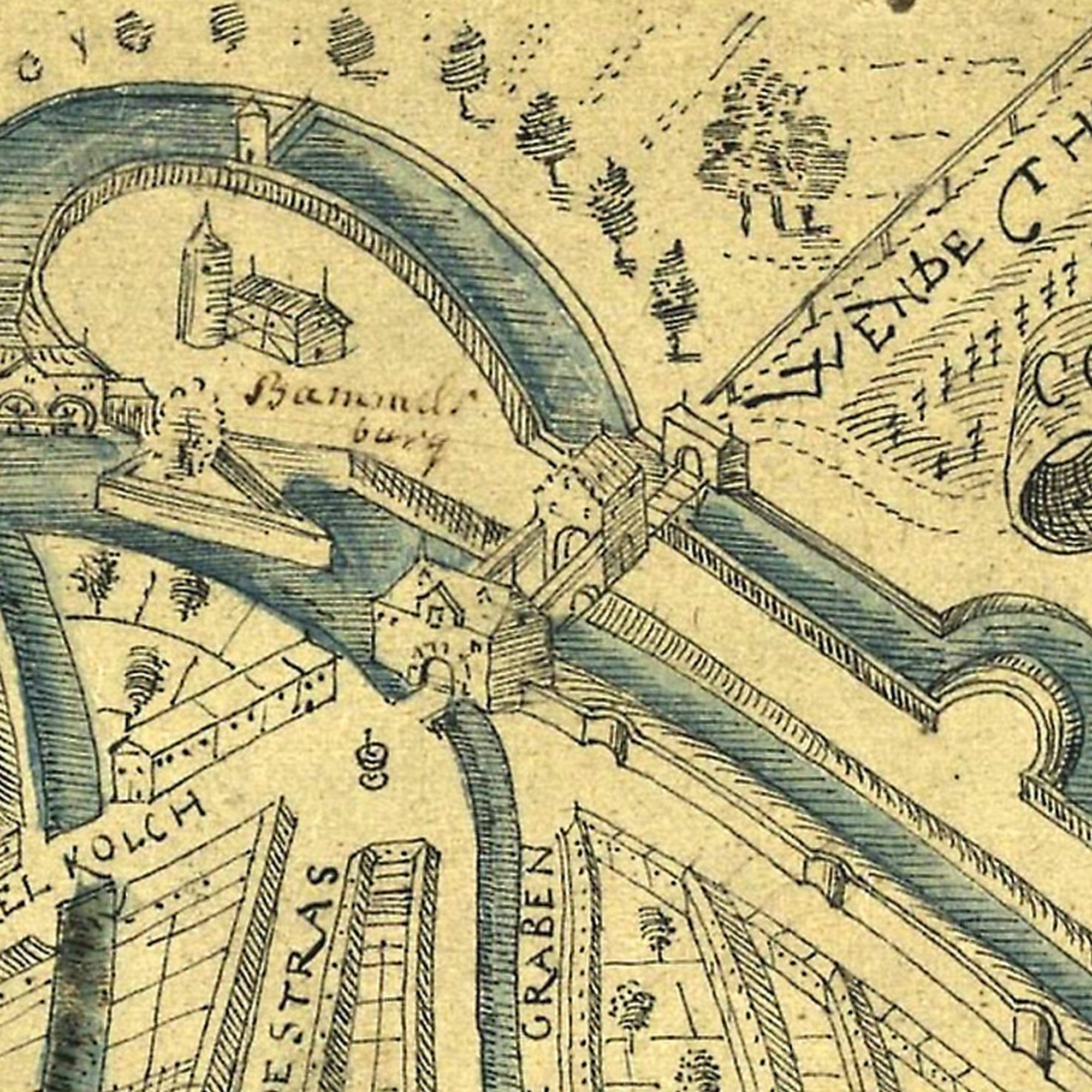 Wendentorbrücke, Stadtplan, 1606 (Wird bei Klick vergrößert)