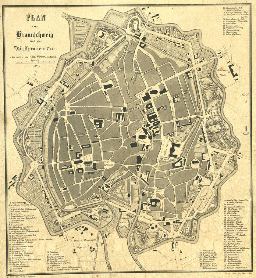 Plan von Braunschweig mit den Wallanlagen (1841)