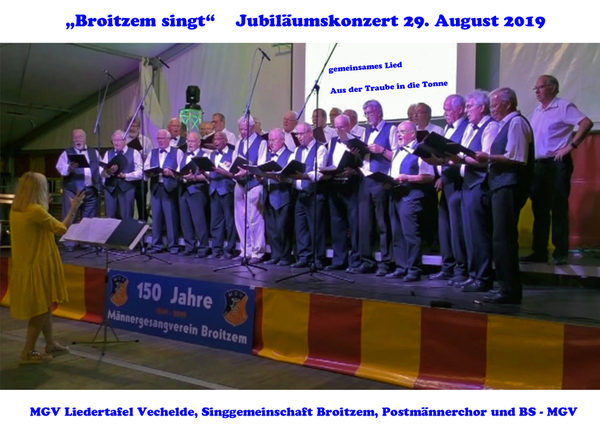 MGV Liedertafel Vechelde, Singgemeinschaft Boitzem, Postmännerchor und BS-MGV (Wird bei Klick vergrößert)