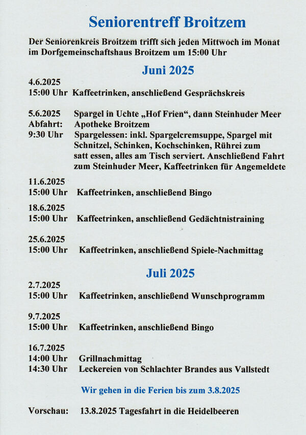 Monatsprogramm des Seniorenkreises (Wird bei Klick vergrößert)