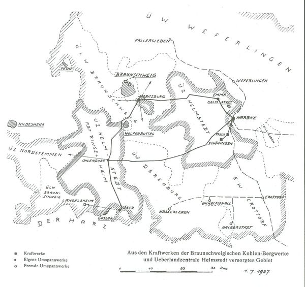Überlandleitungen 1927 (Wird bei Klick vergrößert)