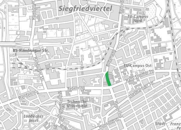 Die Brucknerstraße im Nördlichen Ringgebiet (1 : 40.000) (Wird bei Klick vergrößert)